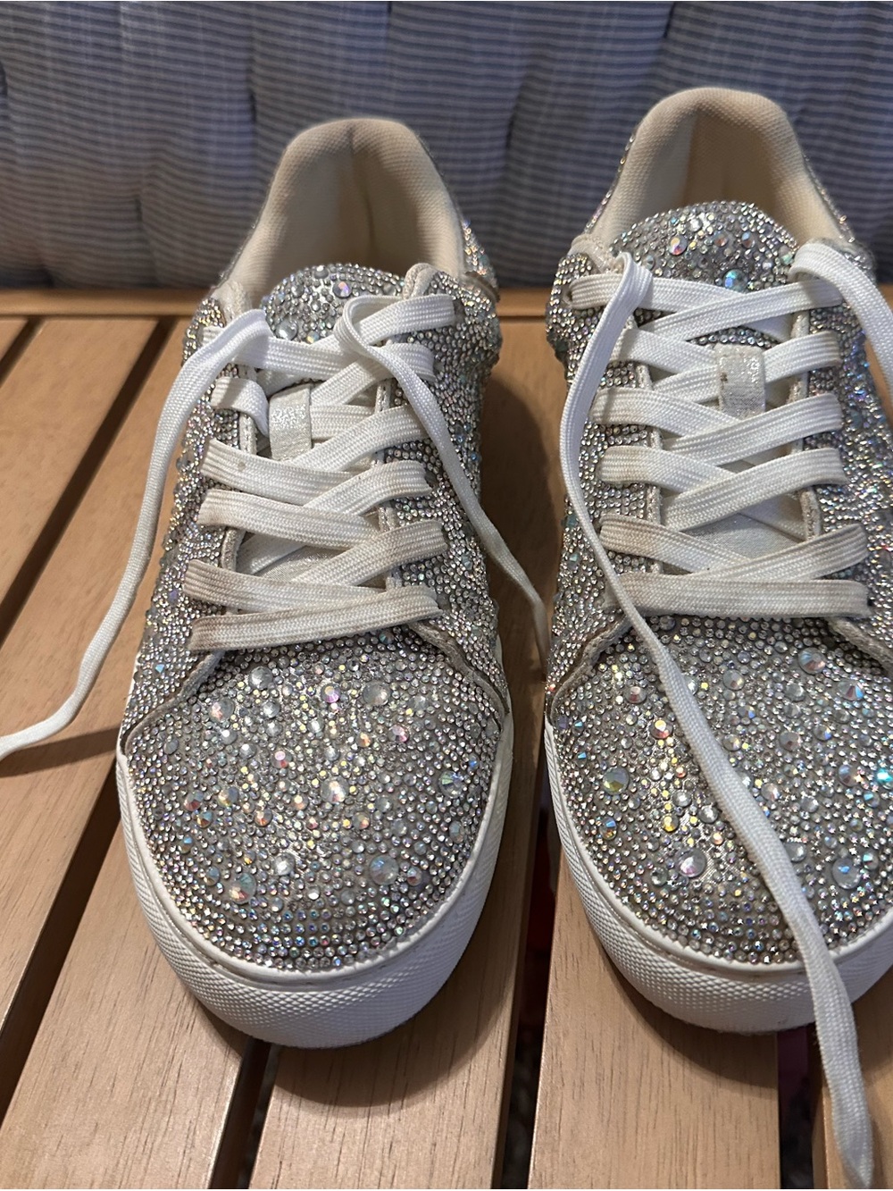 Women's Silver Crystal Embellished Fashion Sneakers